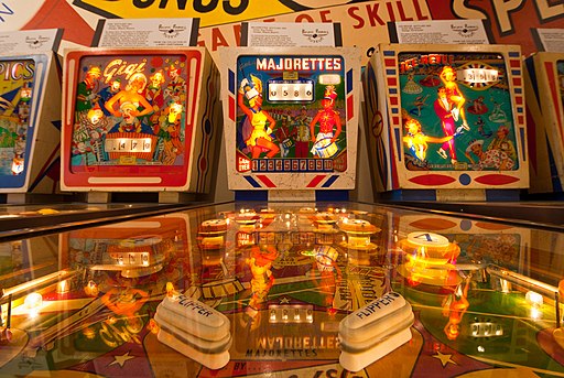 3 classic Gottlieb Pinball Games in a row with a bright yellow background